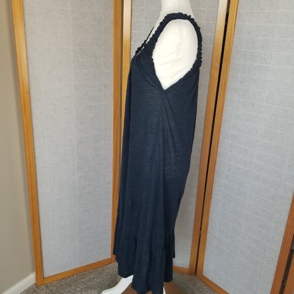 Theory Linen Silk Maxi Dress Navy Blue Size Small - Picture 10 of 11